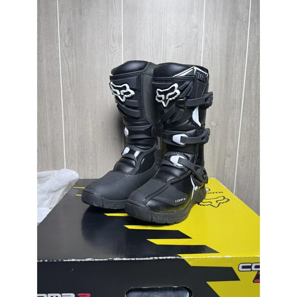Fox Racing Comp 3 Youth MX ATV Go-Kart Boots Black Size Y4 EU 36